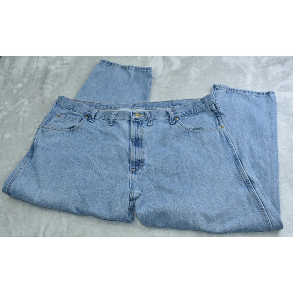 Wrangler Rugged Wear Men Jeans Size 44x28 Blue Denim Relaxed Fit Distressed